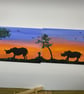 Original rhino paintings set of 2 wildlife sunset art with mini easels  - Image 5