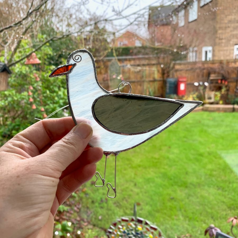 Stained Glass Seagull Suncatcher - Handmade Hanging Decoration