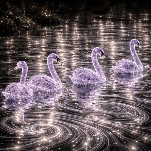 AI art based around an original photo taken by myself calledLuminous swans