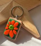 Funky flower glass keyring 