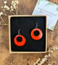 Handmade Ceramic Hoop Earrings, Bright Orange Clay Hoops, Made From Foraged Clay - Image 3