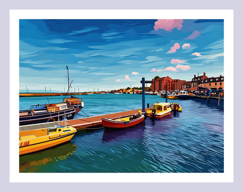 Boats in Harbour Wells Next The Sea Norfolk Greeting Card A5 Size 