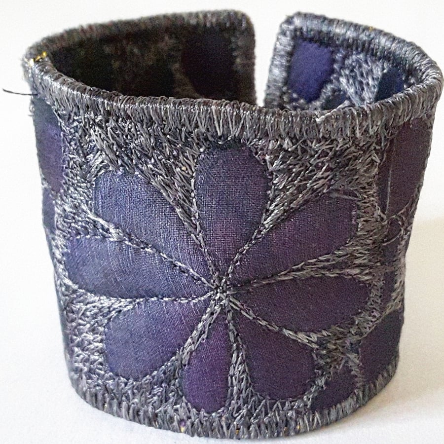 Textile Cuff in Subtle Blacks Greys & Blues 
