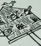 Four birds in a six bedroomed house - Lino Print - super seconds - Image 3