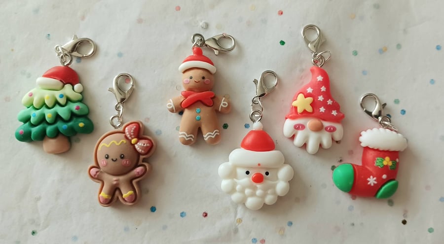 Set of 6 Christmas Zipper Charms