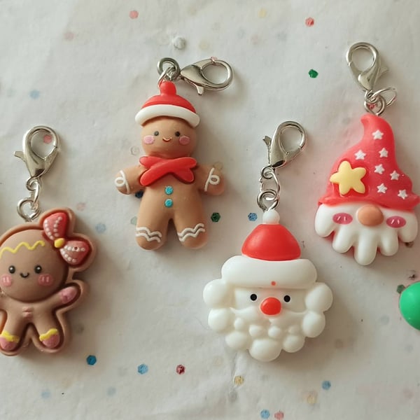 Set of 6 Christmas Zipper Charms