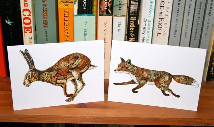 Hare and Fox greeting cards 4x6