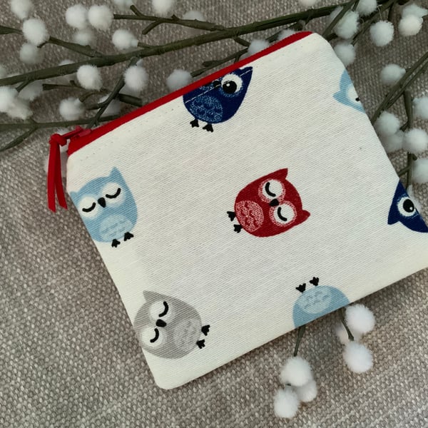 Fabric Coin Purse, Money Pouch, Zipped Purse, Purse, Card Holder, Owl