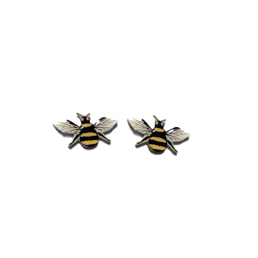 Lovely Bee Mini Ear Studs Whimsical resin Jewellery by EllyMental 