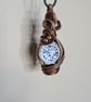 Double Sided Blue & White Unique Copper & Glass Pendant Necklace Gift Jewellery  - Image 7