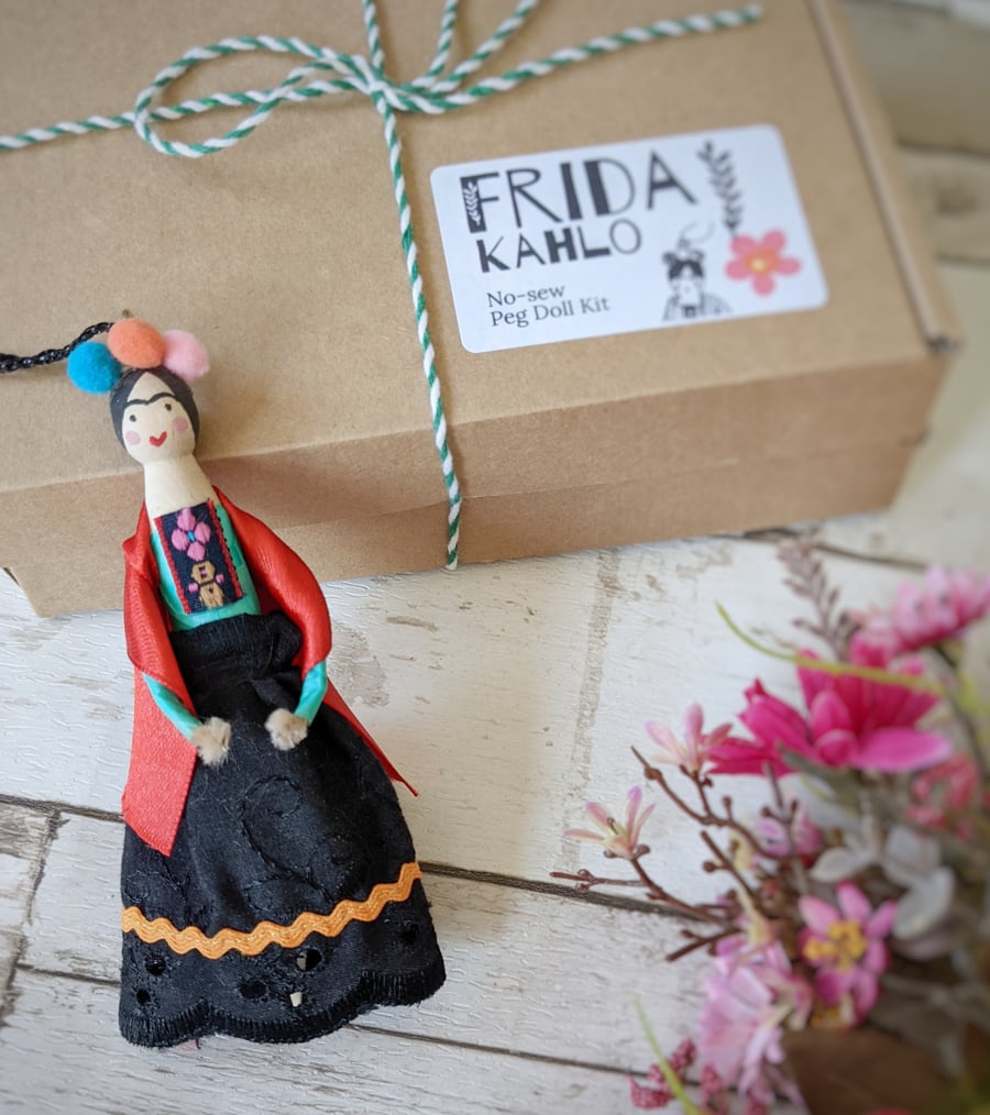 Frida Kahlo Peg Doll Kit No Sew Hanging Decoration