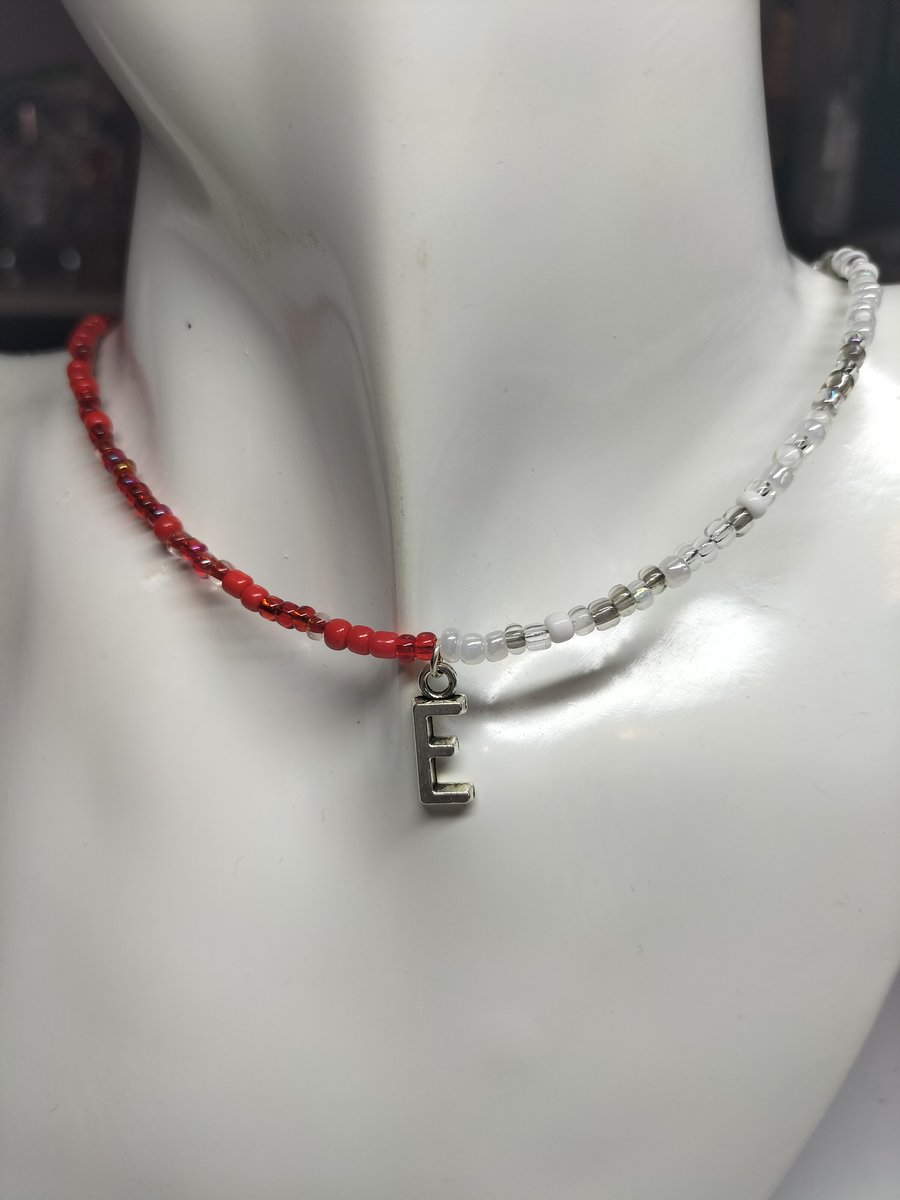 Initial Choker Necklace (England Flag Colours)