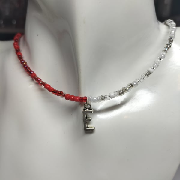 Initial Choker Necklace (England Flag Colours)