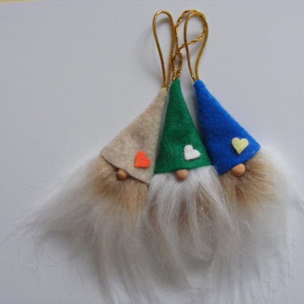 Set of 3 Hanging Tomte - Gnome Christmas Decorations