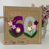 Handmade 60th Birthday Card. Felt. Keepsake Card. Textile Card.