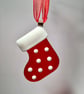 Red Fused Glass Stocking Christmas Decoration - Image 2