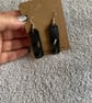 Pair Black Leather Earrings with .75 inch length Spikes