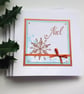 CHRISTMAS  CARDS ( pack of 4 ) 'Noel'. Snowflakes. Copper, blue.  - Image 3
