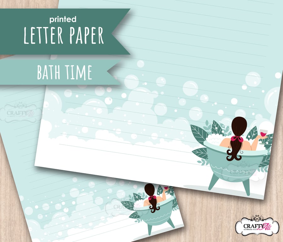 Letter Writing Paper Relaxing Bath, mindfulness stationery