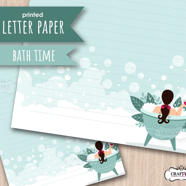 Letter Writing Paper Relaxing Bath, mindfulness stationery