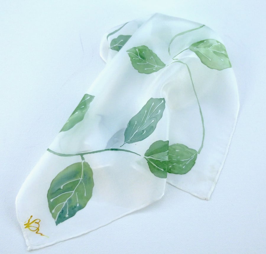 Green Leaves silk handkerchief