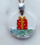 Ceramic Christmas tree decoration with Cornwall sea glass 