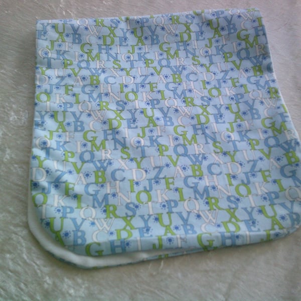 Baby Burp Cloth with Letters of the Alphabet