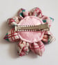 Pink and Teal Fabric Flower Hair Clip with Black Button - One Off Design - Image 3