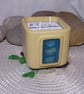 Concrete square candle jar - Blue resin sea glass - Yellow Concete - Vanilla