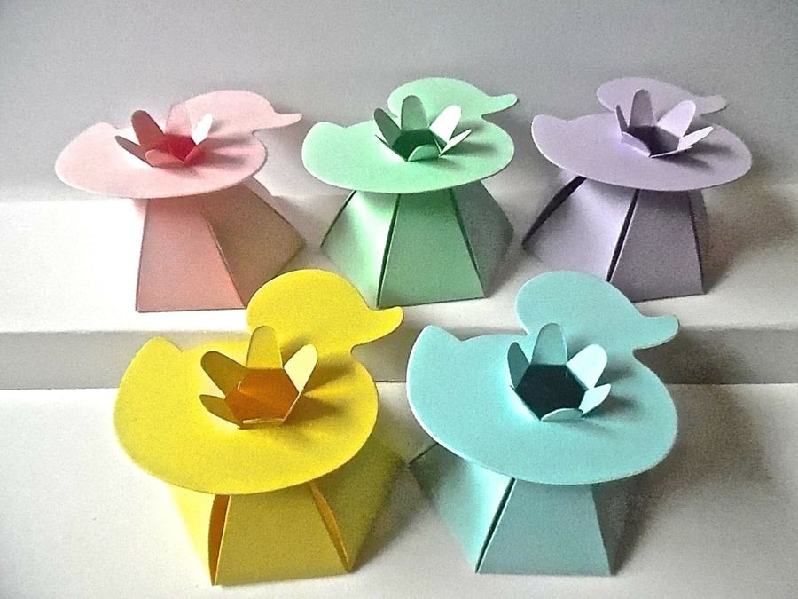 10 Pastel DUCK Top Favour Boxes Gift Box, Weddings, baby shower