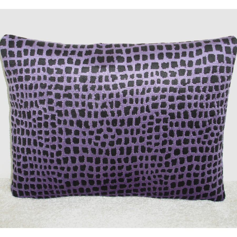 Purple Velvet 12x20 Oblong Cushion Pillow Cover 20"x12" Black 40x30cm