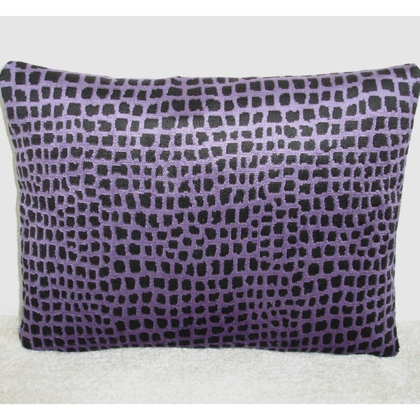 Purple Velvet 12x20 Oblong Cushion Pillow Cover 20"x12" Black 40x30cm