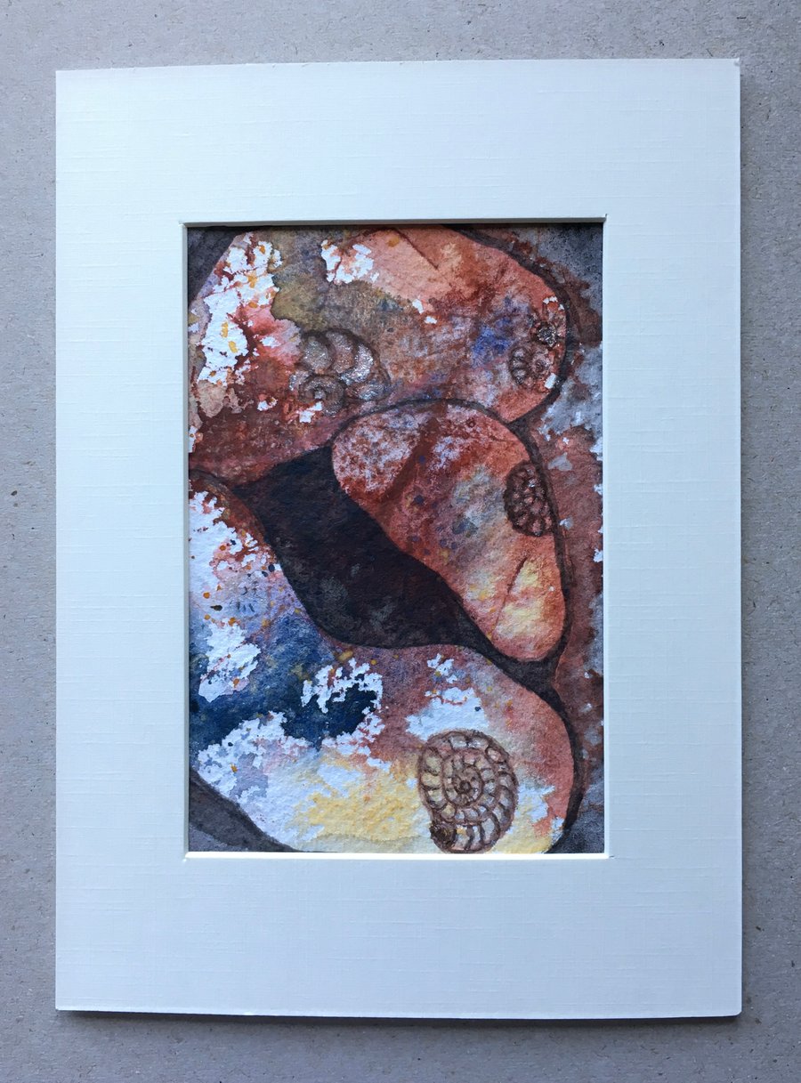 Ammonite pattern pebbles painting 