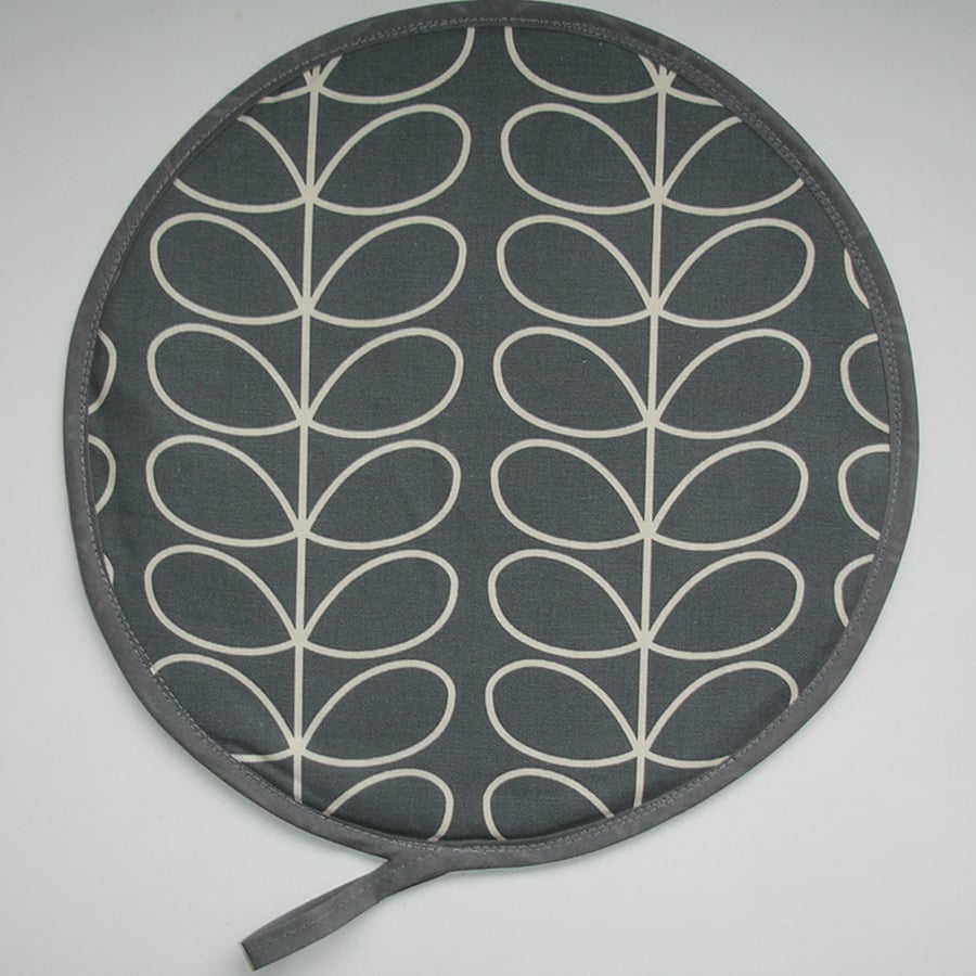 Grey Aga Hob Lid Mat Pad Hat Round Cover Surface Saver Retro Stem Leaves