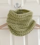Chunky Sage Green Crocheted Cowl - Wool acrylic blend 