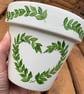 Customisable Hand Painted Plant Pot - Ivory base with decorative foliage heart - Image 7