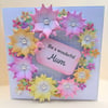 Mother's Day Card for Mum - Luxury 3D Floral Wreath, Gift Boxed Handmade. 