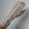 Alpaca Wrist Warmers Fingerless Gloves Ivory