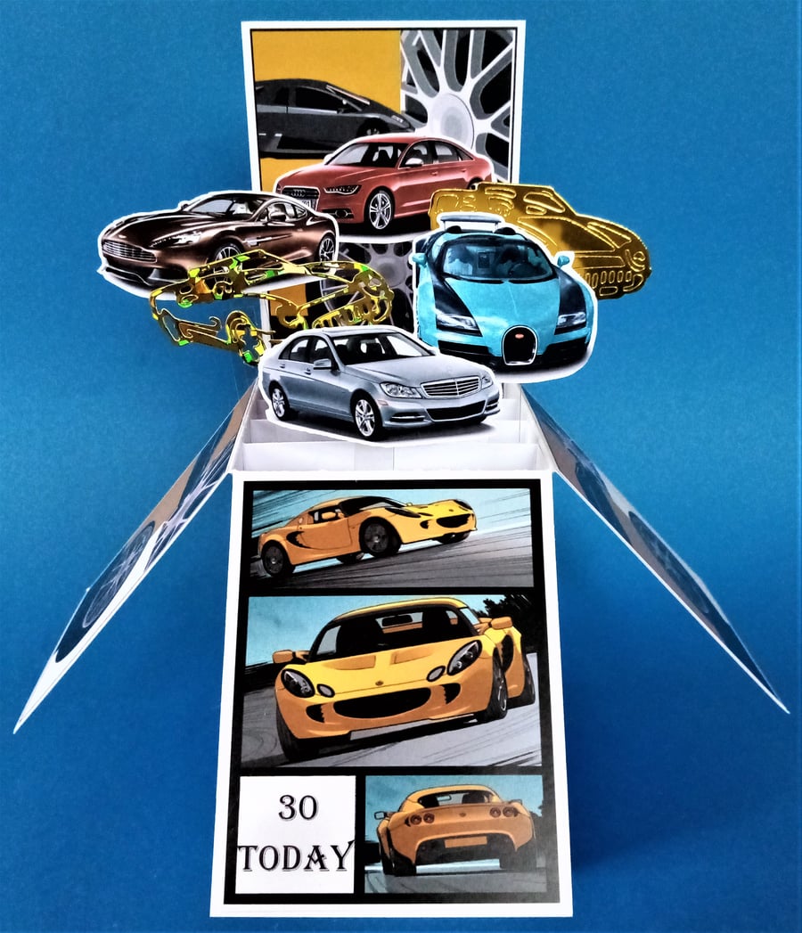 Men's 30th Birthday Card with Cars