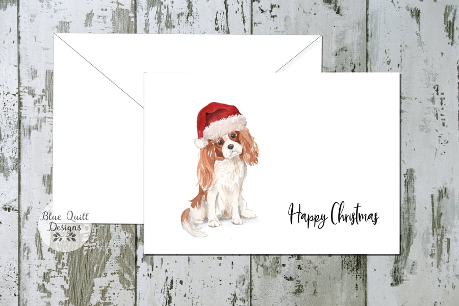 Cavalier King Charles Spaniel Folded Christmas Cards - pack of 6 - personalised