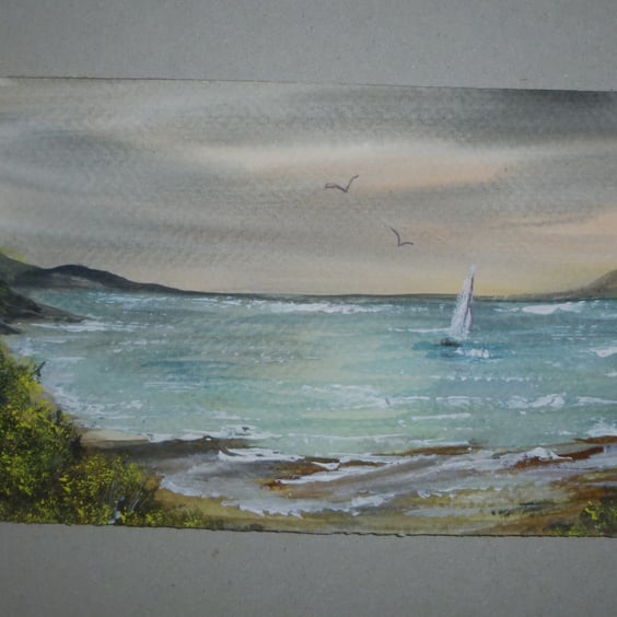 original hand painted seacape watercolour ( ref FA 17 R6 )