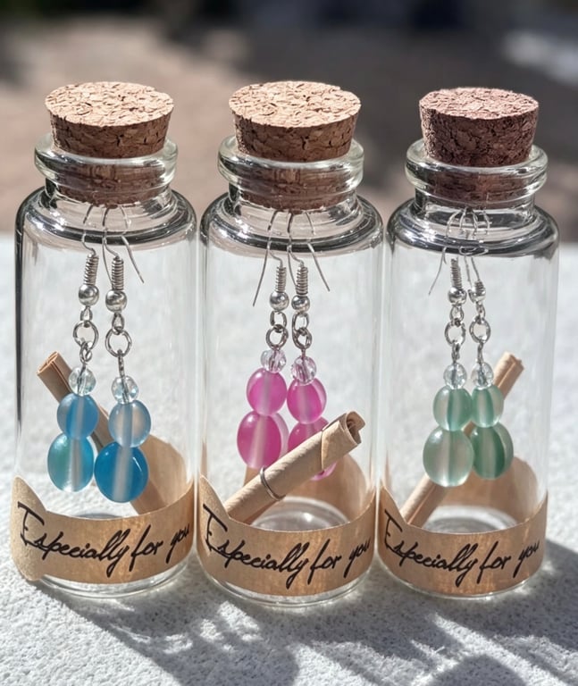 Pretty Pastel Light Catching Earrings in a Bottle