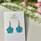 Blue Flower Earrings, Floral Charms, Handmade Jewellery 