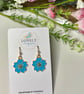Blue Flower Earrings, Floral Charms, Handmade Jewellery 