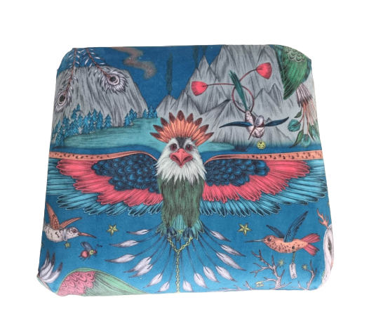 Emma Shipley Frontier Teal Velvet Fabric Storage Footstool Pouffe Ottoman Eagle
