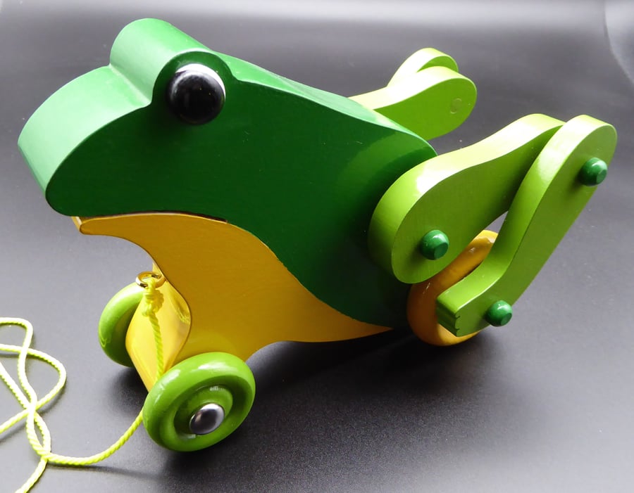 Pull-Along Wooden Toy Frog