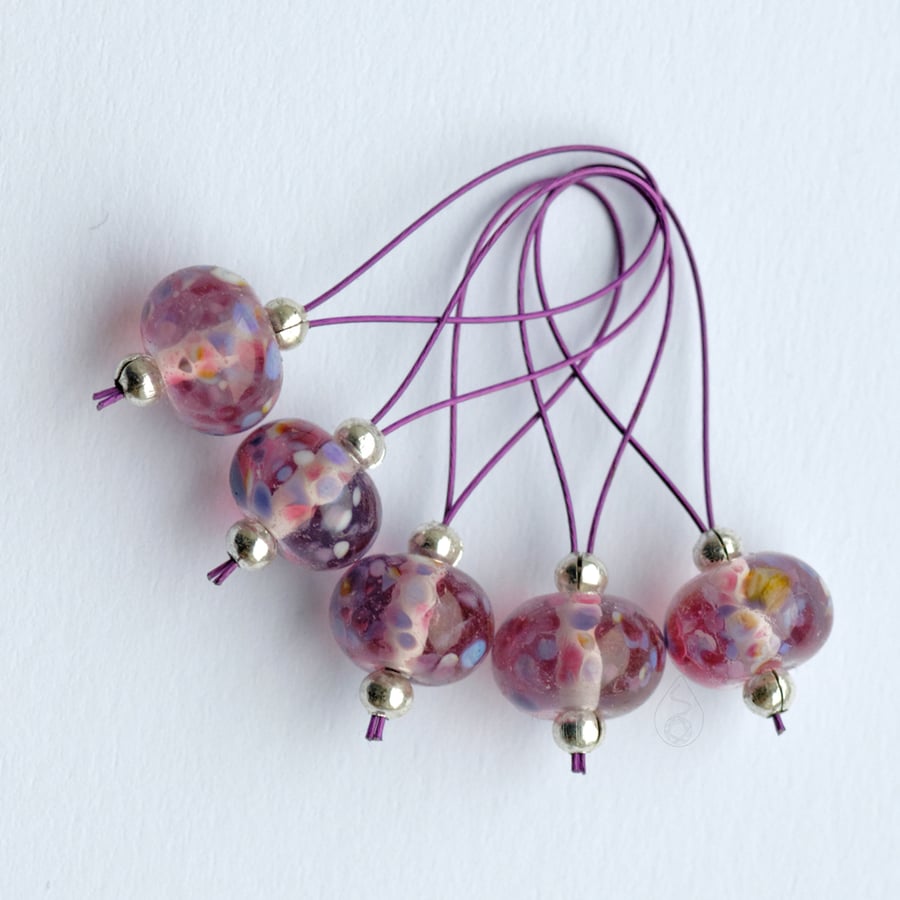 Lampwork Stitch Markers - Pretty in Pink