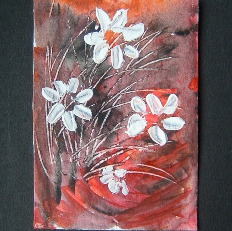 acrylic art aceo SFA original painting flowers. ref 19