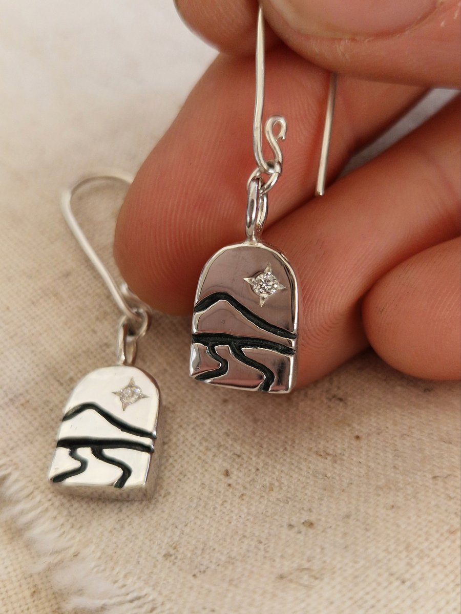 Handmade Sterling Silver Portal Earrings with Lab-Grown Diamonds