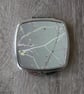 Compact mirror - pocket mirror - sage green branch print. - Image 1